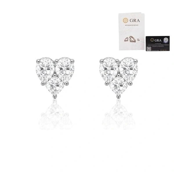 Brinco coração illusion moissanite 8mm 1.23ct prata925