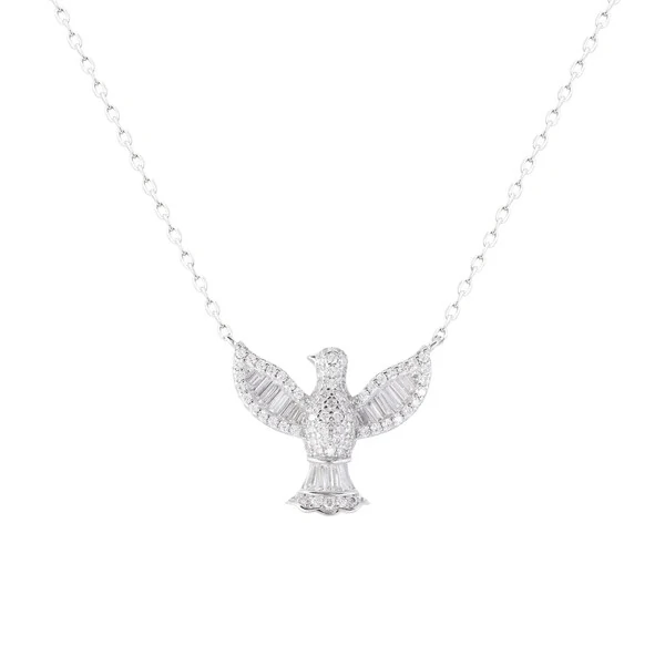 Colar joia divino espirito santo baguetes prata925