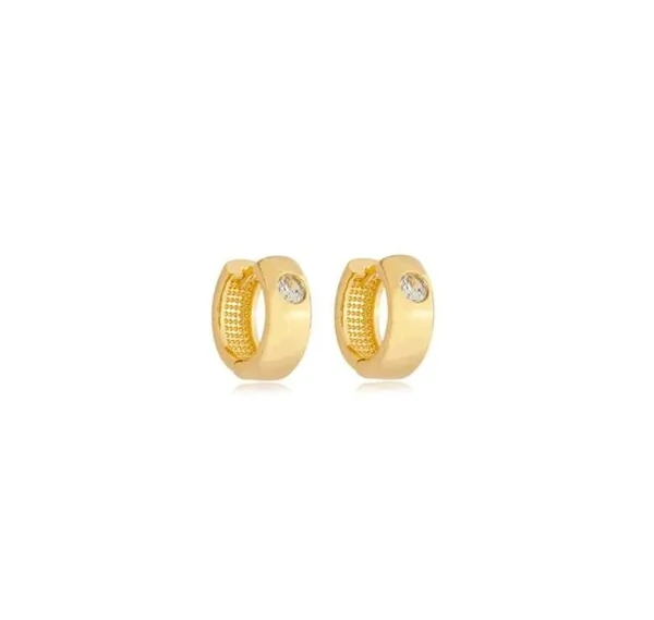 Brinco argola click basic com solitário 1cm1mm ouro18k