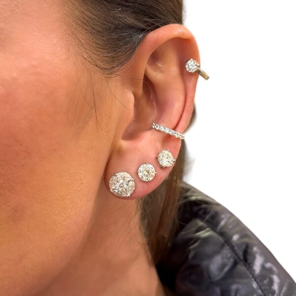 Brinco joia solitário illusion moissanite 7mm (0.3ct) prata925