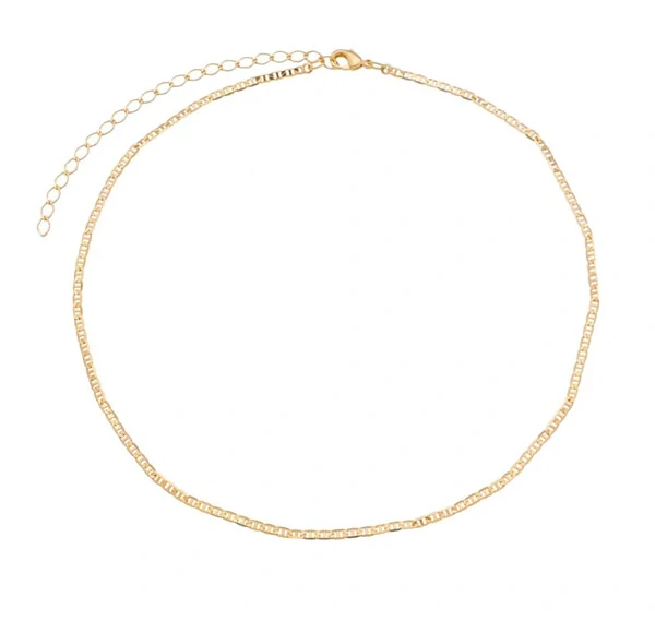 Colar choker corrente piastrine ouro18k