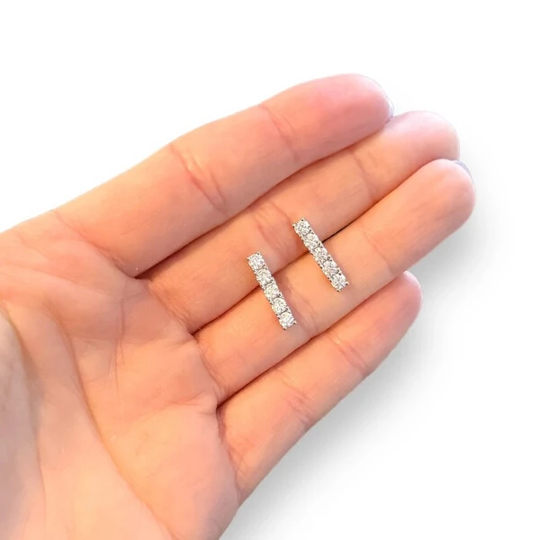 Brinco joia ear hook palito solitários ponto de luz