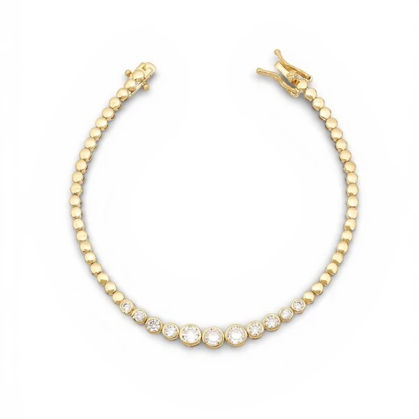 Pulseira joia riviera cravação inglesa banho de ouro18k