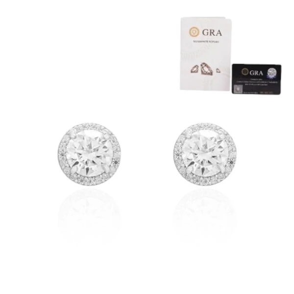 Brinco joia solitário com volta cravejada moissanite 1.74ct(8mm) prata925