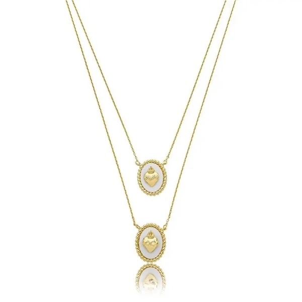 Colar escapulário para frente medalha sagrado coração de Jesus ouro18k