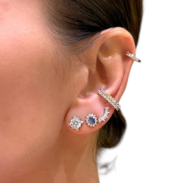 Brinco joia solitário clássico com pontas prata925