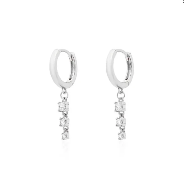 Brinco argola joia click com fio solitários prata925