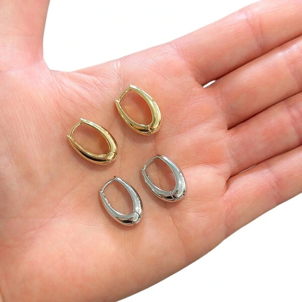 Argola click oval orgânica ouro18k