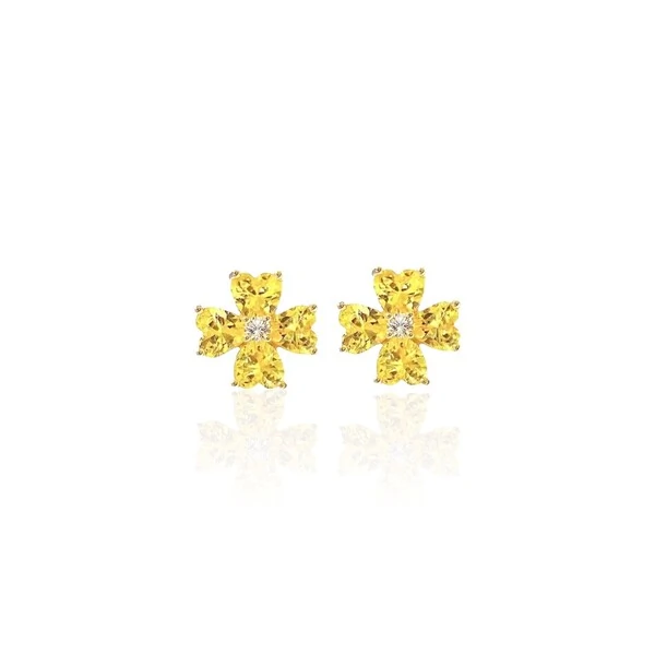 Brinco joia flor (trevo) yellow fancy prata925