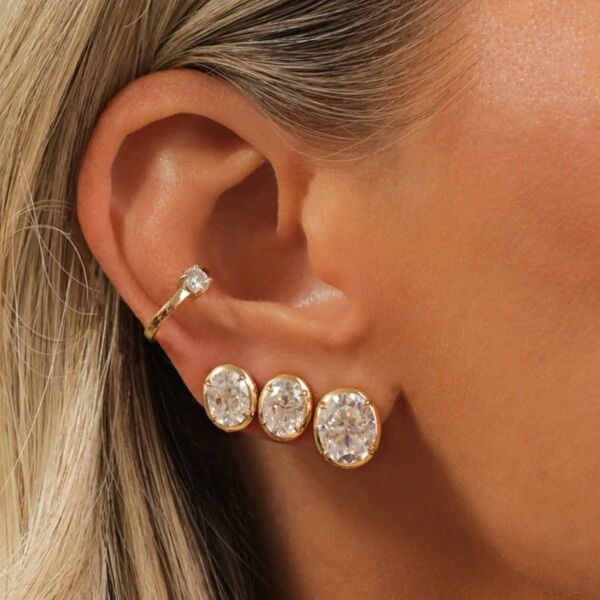 Brinco piercing joia moissanite com solitário 0.5ct prata925