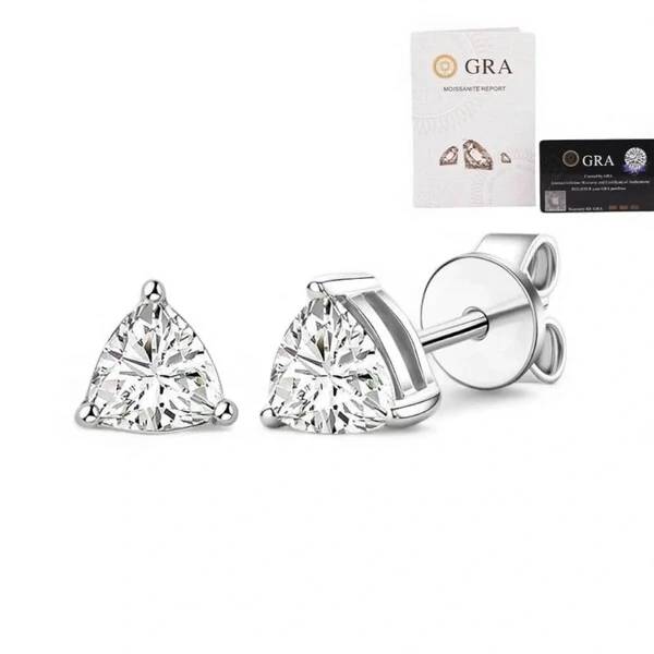 Brinco solitário trillion moissanite 4ct (8mm) em Prata925