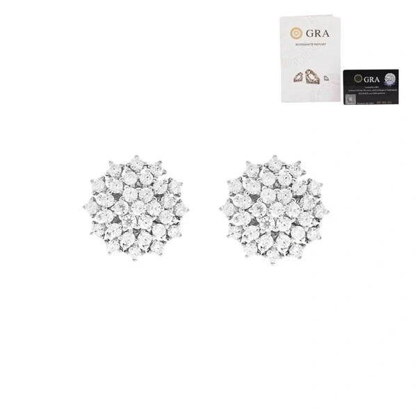 Brinco cluster floral moissanite 0.93ct prata 925