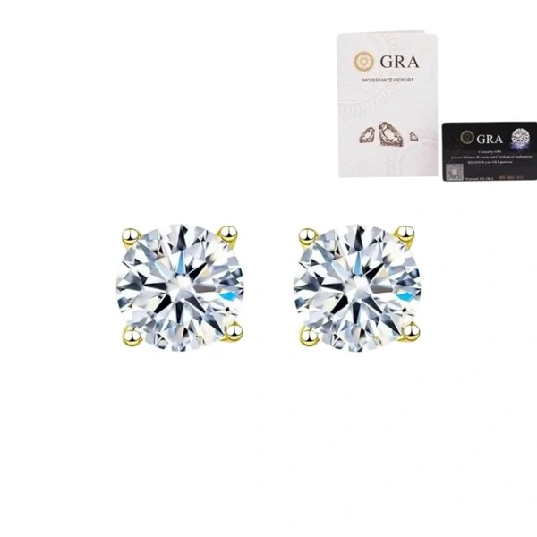 Brinco joia solitário moissanite 3.5ct (8mm) prata925