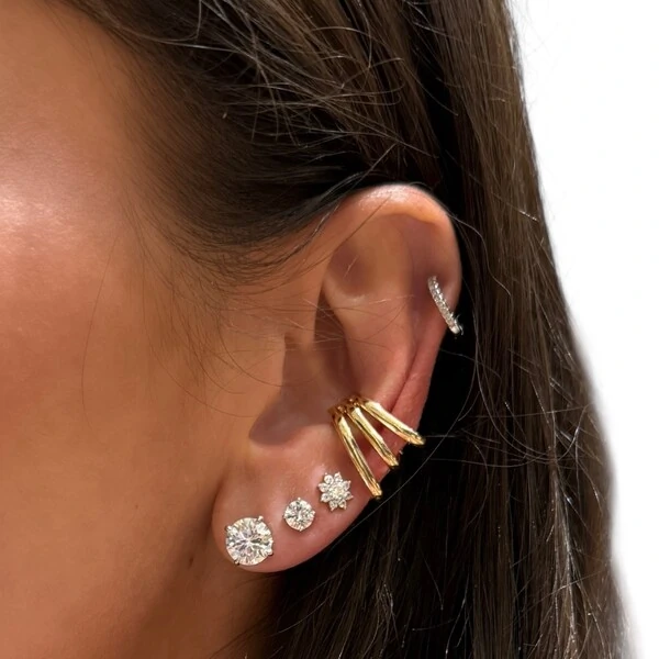 Brinco joia solitário com moissanite 0.86ct (5mm) prata925