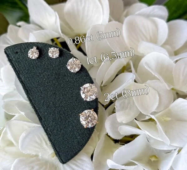 Brinco joia solitário com moissanite 0.86ct (5mm) prata925