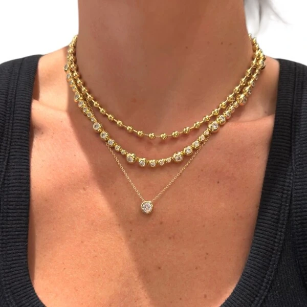 Colar riviera joia cravação inglesa 42cm5mm ouro18k