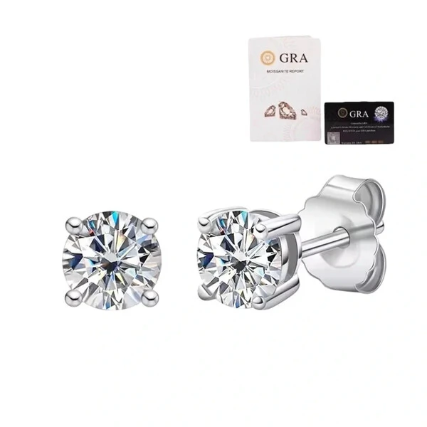 Brinco joia solitário moissanite ponto luz 1.2ct (7mm) prata925
