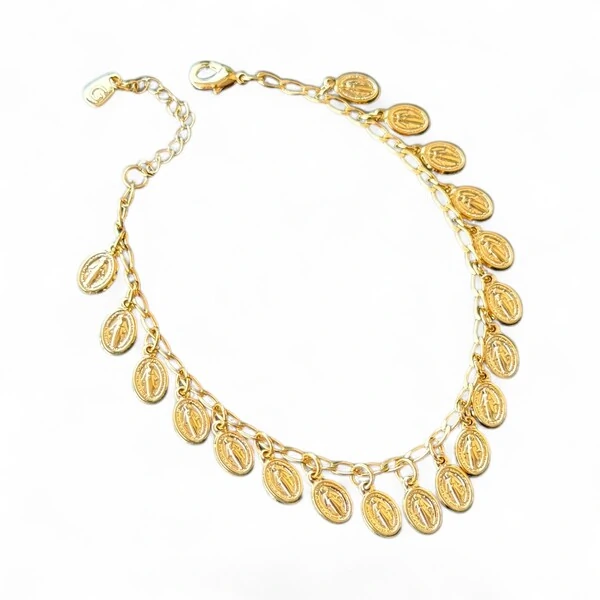 Pulseira medalhas de nossa senhora das graças ouro18k