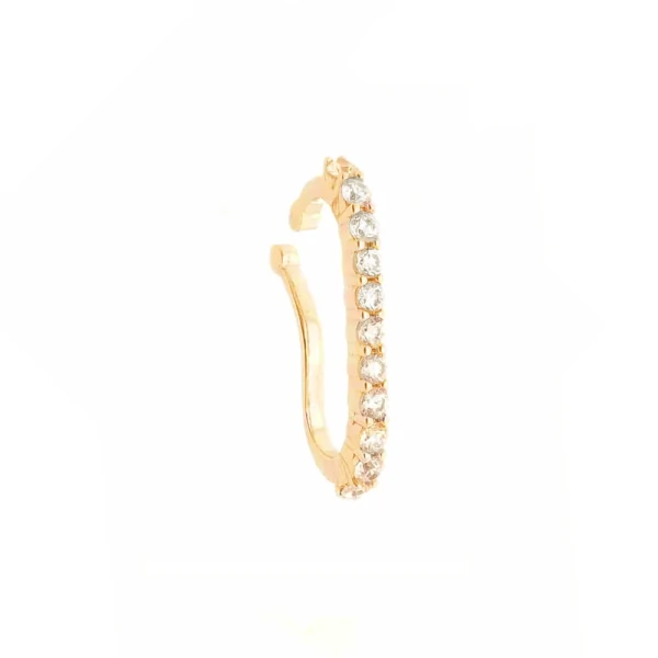 Brinco Ear Hook pressão Cravejado Ouro18k Prata925