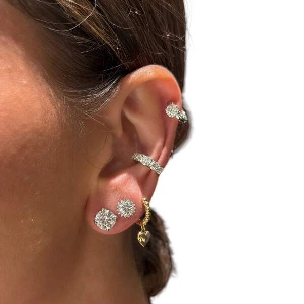 Brinco argola com solitário ponto de luz moissanite 0.91ct prata925