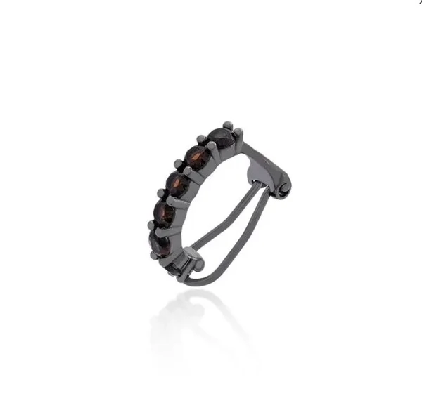 Brinco piercing closed solitários prata925 rodio negro