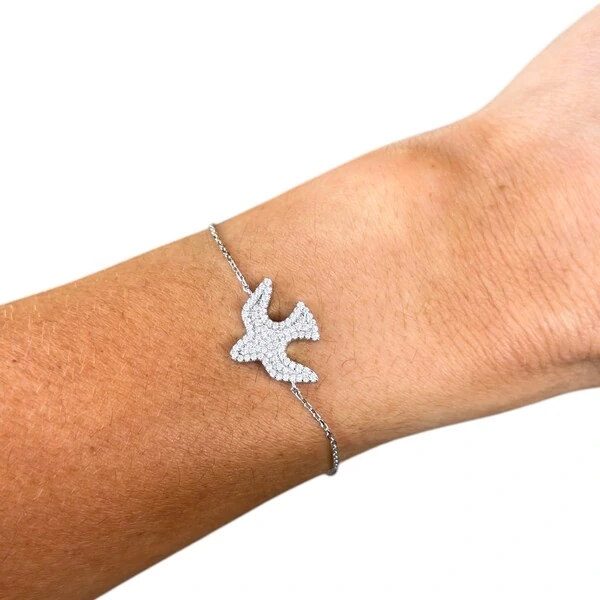 Pulseira joia divino espirito santo cravejado prata925