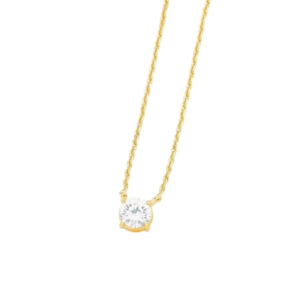 Colar solitário joia prata925 ouro18k