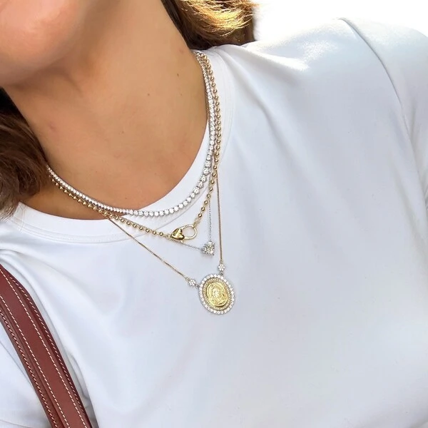 Colar corrente bolinhas com mosquetão ouro18k