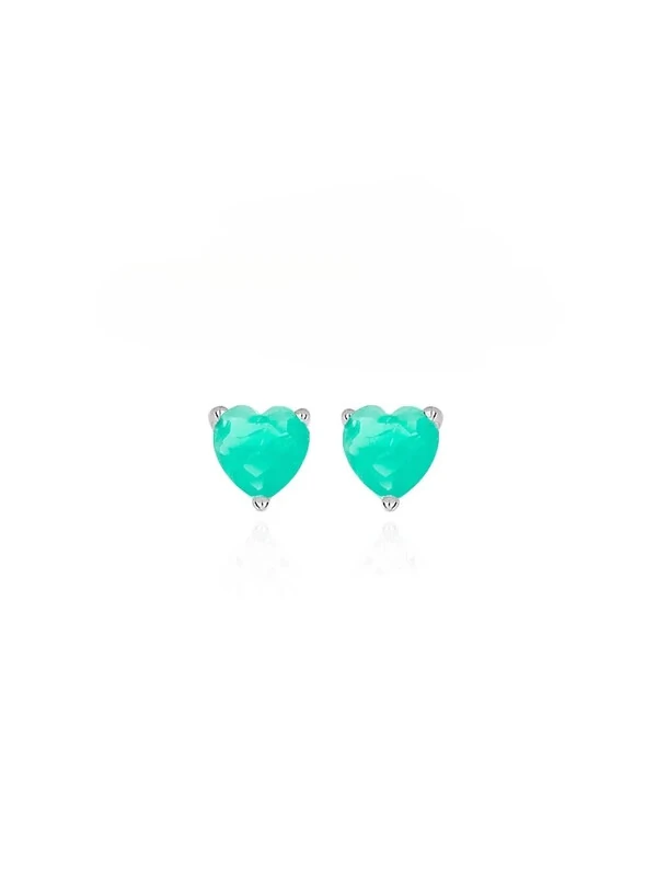 Brinco coração joia esmeralda colombiana prata925