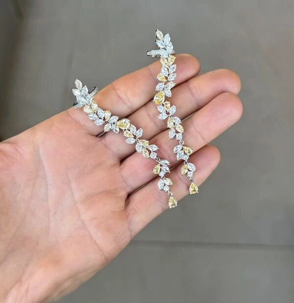 Brinco joia earcuff Veri yellow fancy prata925