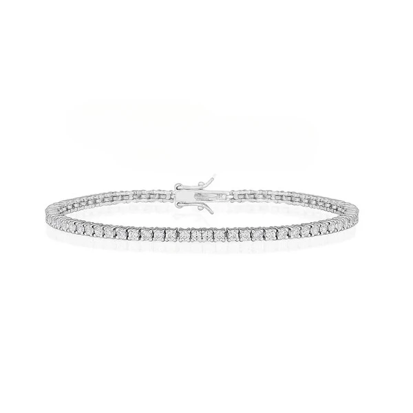 Pulseira riviera joia delicada clássica joia 4 garras 2mm 17cm