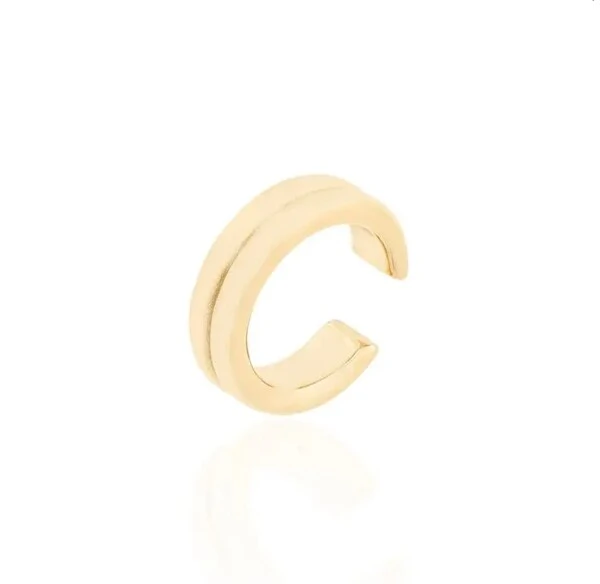 Brinco piercing duplo liso prata925 ouro18k