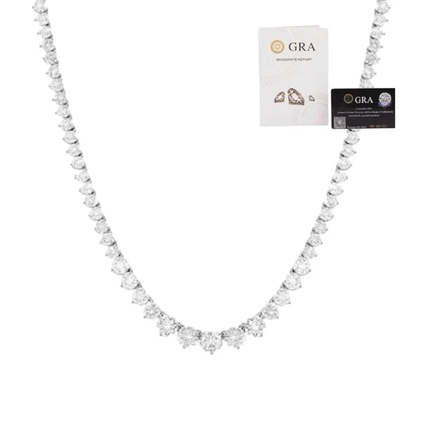 Colar riviera moissanite degradê 0.3ct 3 garras prata 925 41cm