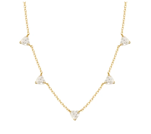 Colar joia corações 4mm moissanite corrente delicada