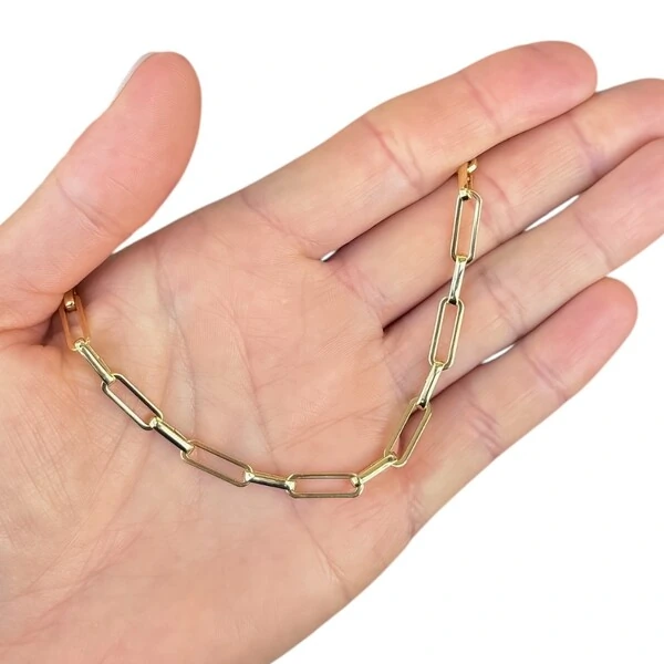 Colar e choker elos clássicos achatados ouro18k