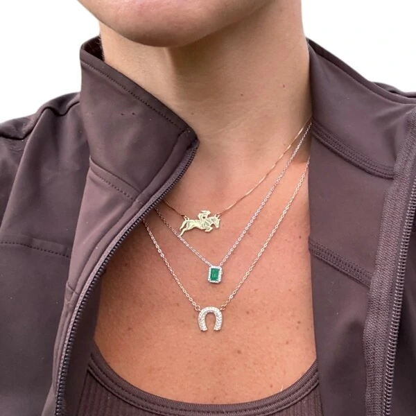 Colar joia horse girl salto prata925 ouro18k