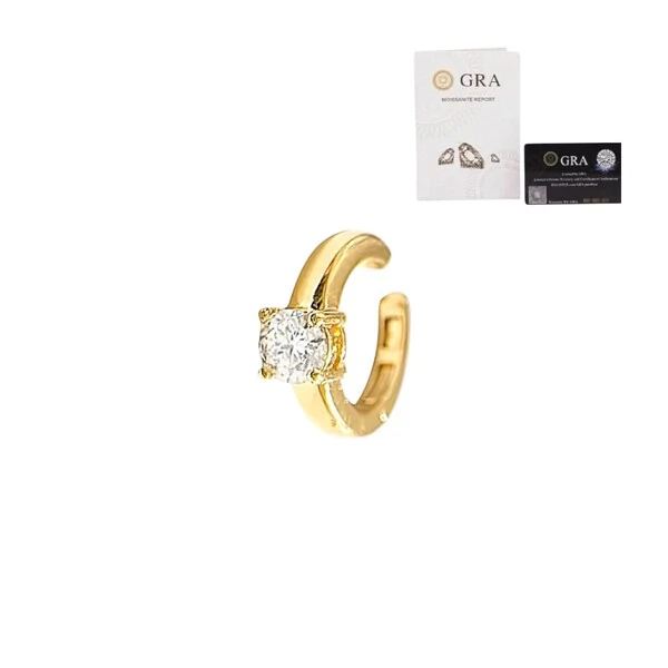 Brinco piercing joia moissanite com solitário 0.5ct prata925