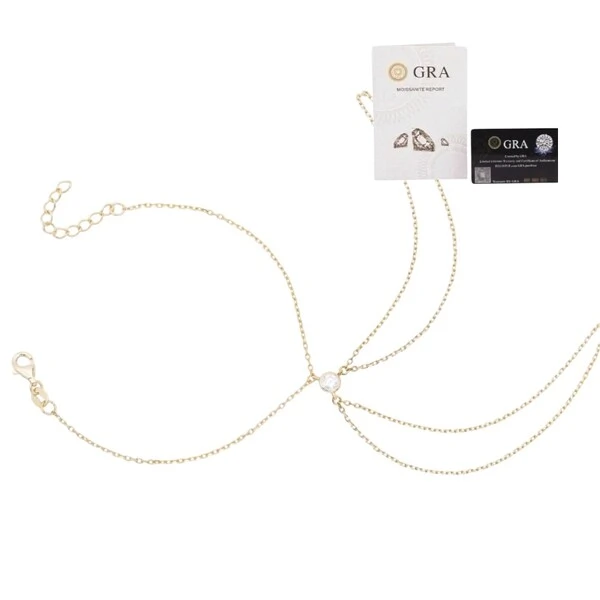 Pulseira de mão solitário moissanite 0.44ct (4mm) prata925