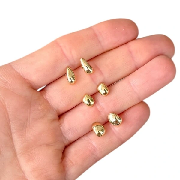 Brinco trio basico minimalista orgânico delicado (escolha o modelo)