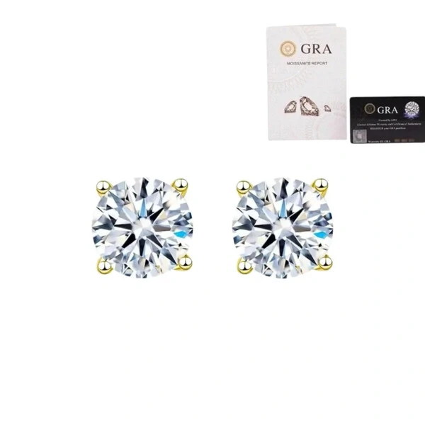 Brinco joia solitário com moissanite 2ct (8mm) prata925