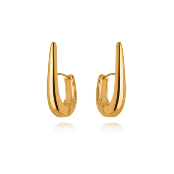 Brinco argola gota com formato ear hook ouro18k