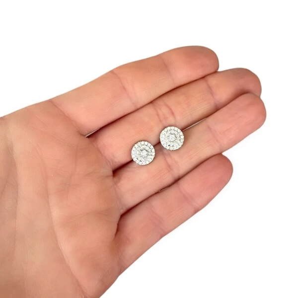 Brinco joia redondo todo micro cravejado 8mm prata925