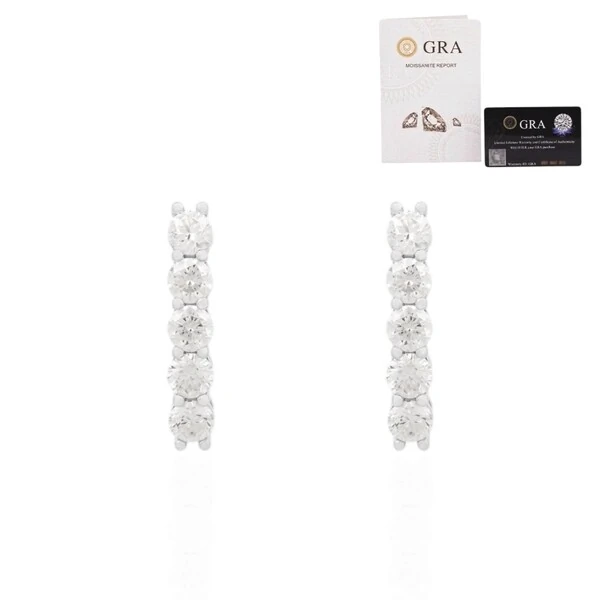 Brinco ear hook joia solitários moissanite 0.5ct (3mm) prata925