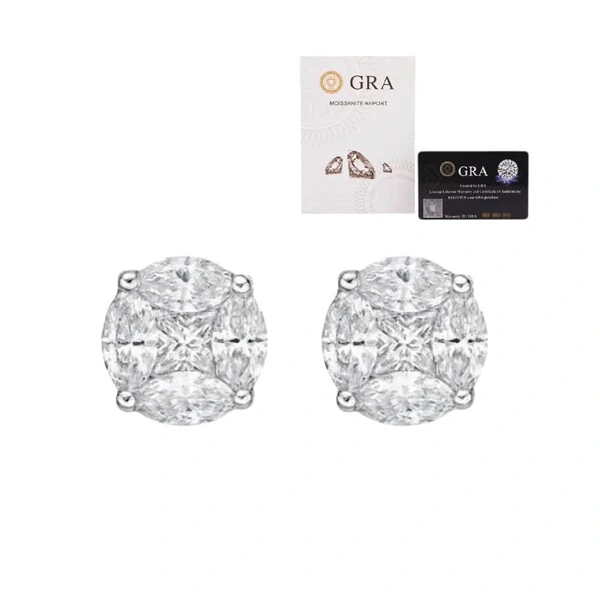 Brinco joia solitário illusion moissanite 7mm (0.3ct) prata925