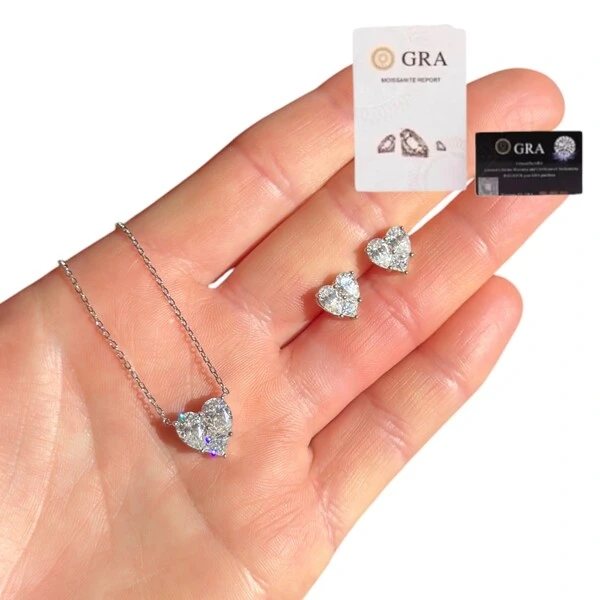Colar coração illusion moissanite 1cm 1.16ct prata925