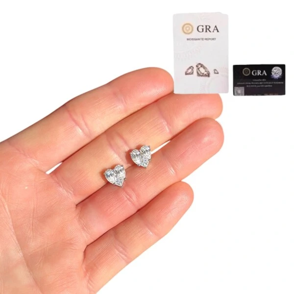 Brinco coração illusion moissanite 8mm 1.23ct prata925