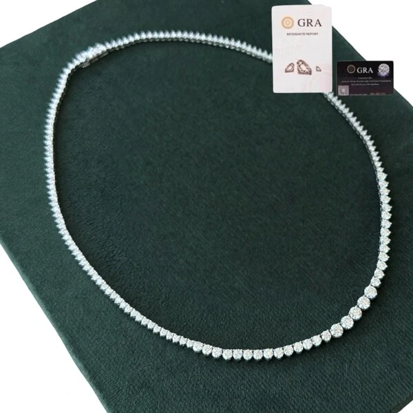 Colar riviera moissanite degradê 0.3ct 3 garras prata 925 41cm