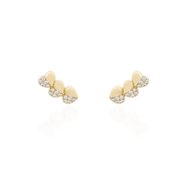 Brinco joia ear cuff delicado coração com cravação prata925
