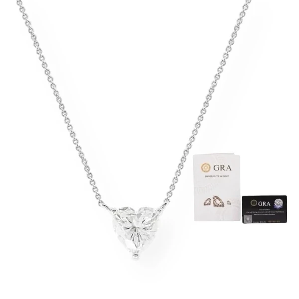 Colar joia coração solitário 5mm 1.5ct Moissanite prata925
