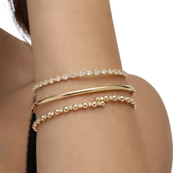 bracelete volta regulável bolinhas e solitários ponto de luz